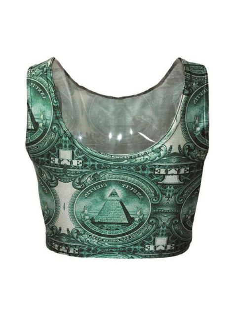Ärmlös dam dollar Emotion Digital Crop Top (blå)