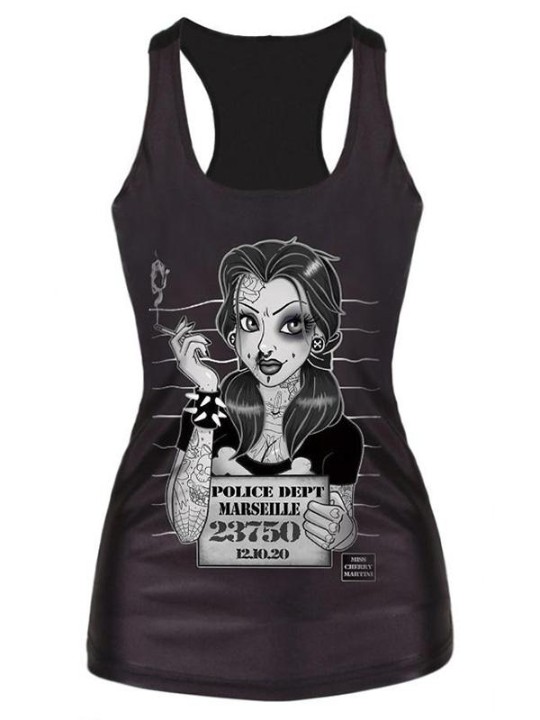 Frauen Fräulein Cherry Martini Digital gedruckt ärmelloses T-Shirt Weste Tank Tops