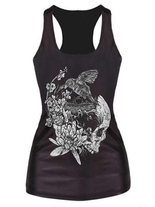 Naisten kolmiulotteiset printtihihattomat T-paitaliivit