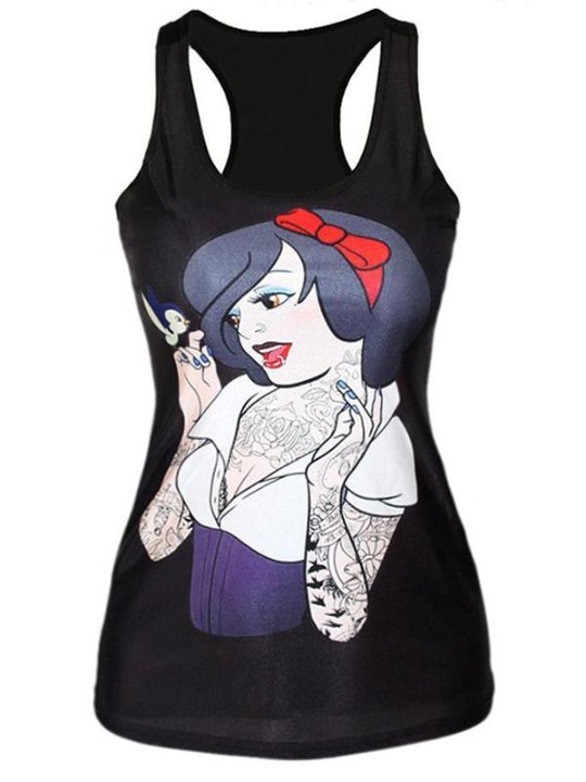 Camisola de alças branca do punk da neve do branco da cópia de Digitas das mulheres