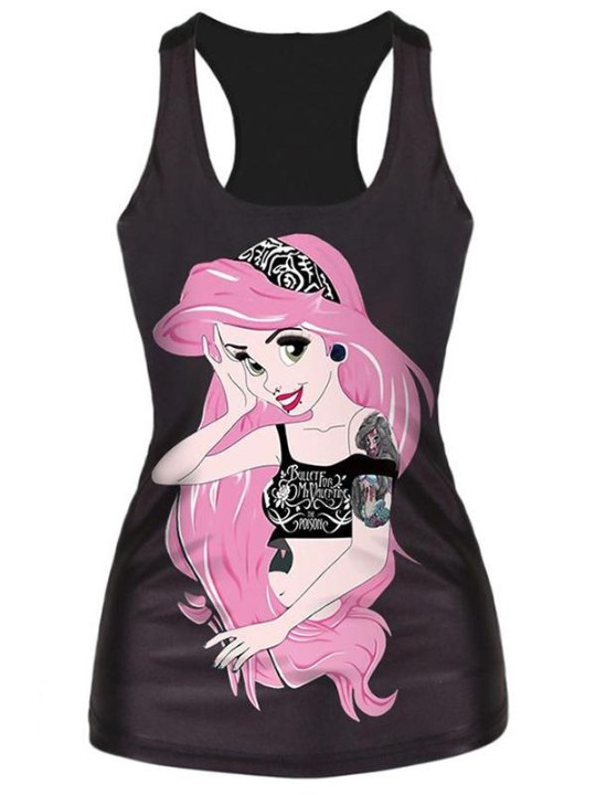 Mulheres 3d impressão Sereia Punk Moda Regatas