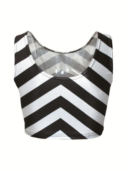 Listras sem mangas de impressão digital Emoção Tops (Preto)