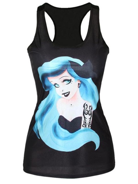 Mulheres digital impressão culto princesa steampunk regata clubwear