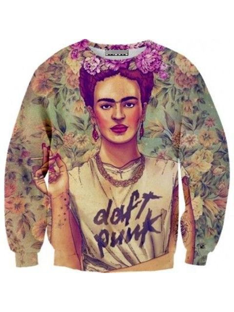 Moda Mujeres culto Frida Imprimir Lindo Sudadera con capucha Primavera Otoño Sudaderas con y sin capucha para hombre