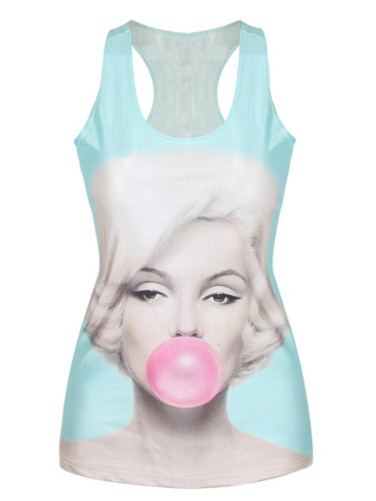 Naisten kesäkuvioinen digitaalikupla Bubble Marilyn Tank Topit Crop Camisole Skinny Vest