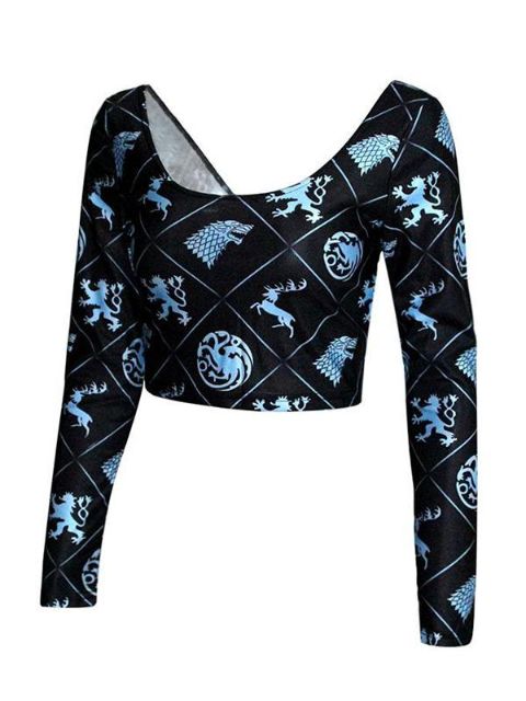 Camisas de manga longa feminina impressão de Totem Scooped volta pescoço volta e frente Tops de colheita