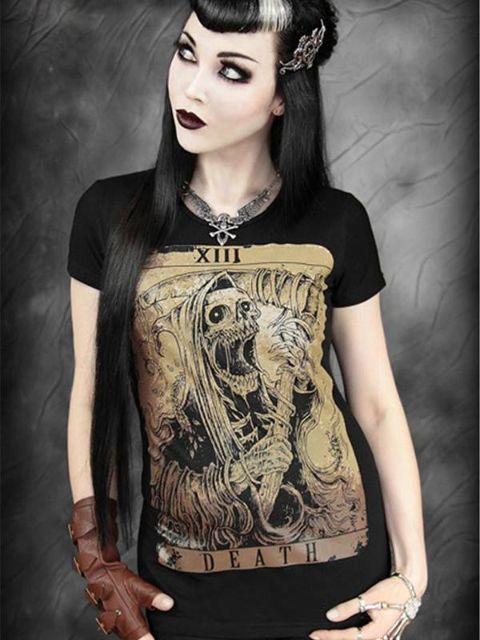 Rockability Frauen Punk Mode Hohe Qualität Tank Kleid Gothic T-shirt Digitaldruck Zombie Schönheit Top