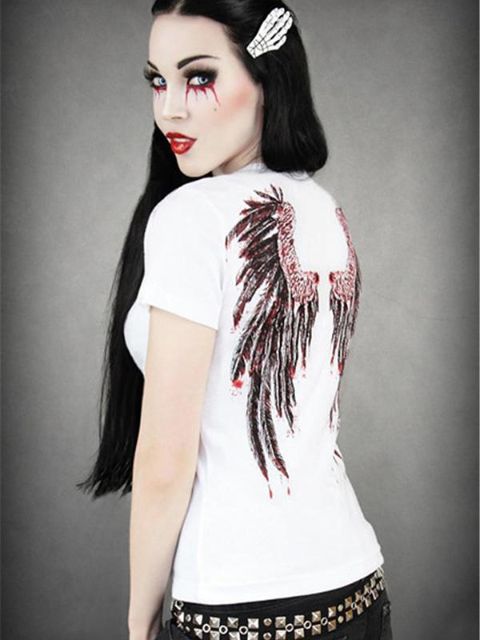 Rockability femmes Punk mode haute qualité réservoir robe gothique T-shirt impression numérique Zombie beauté haut gothique0909