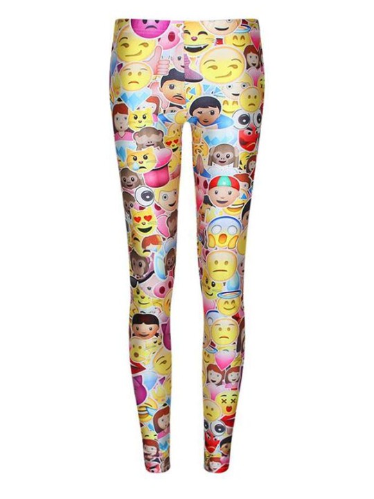 Stretchy Frauen Emoji Printed Leggings Strumpfhosen Hosen