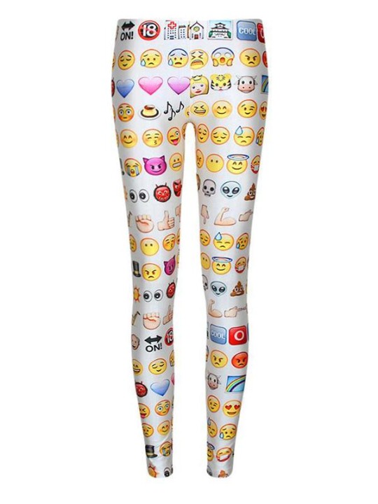 Stretchy Frauen Emoji Printed Leggings Strumpfhosen Hosen