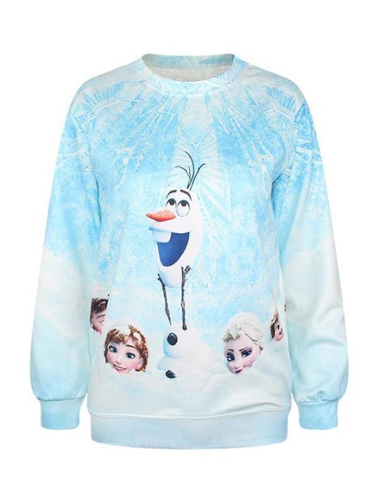 Sweatshirts et sweats à capuche à manches longues à imprimé numérique Punk Frozen Snow Ball pour femme