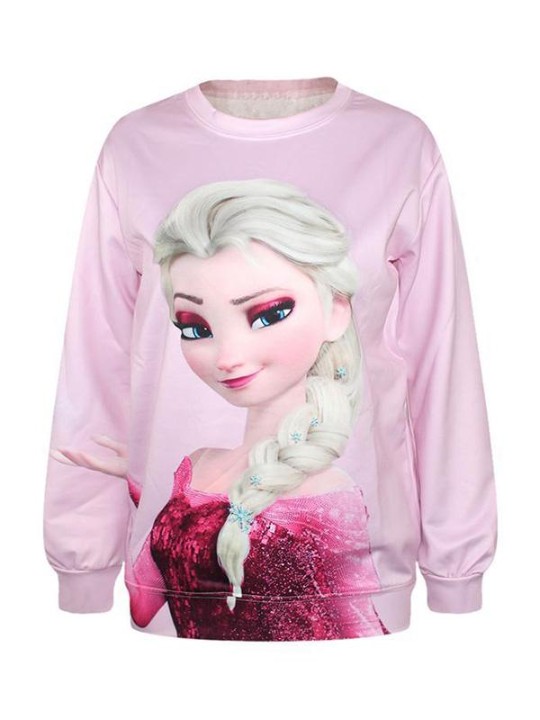 Dammodell Punk Frozen Snow Queen Digital Print Långärmade tröjor &amp; huvtröjor