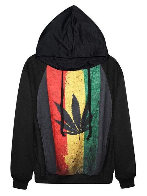 Damemode Cannabis Digital Print Langærmet hættetrøjer Sweatshirt