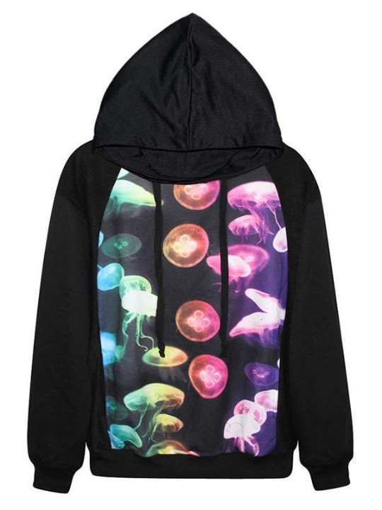 Sweat à capuche à manches longues imprimé numérique Jelly Fish pour femme