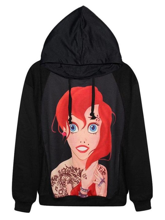 Damenmode Kult Meerjungfrau Digital Print Long Sleeve Hoodies Sweatshirt