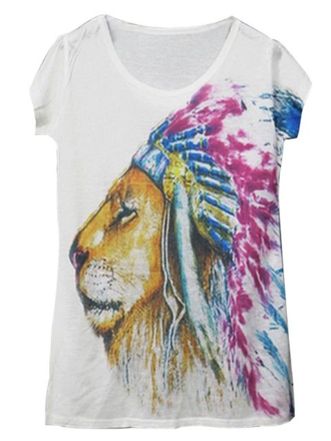 2015 kynþokkafullur stutterma Loose frjálslegur dýra- / blómaprent T-SHIRT bolir blússa