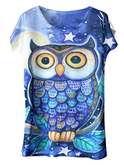 2015 Naisten seksikäs lyhythihainen löysä rento eläin- / kukkakuvioitu T-PAITA-paitapusero