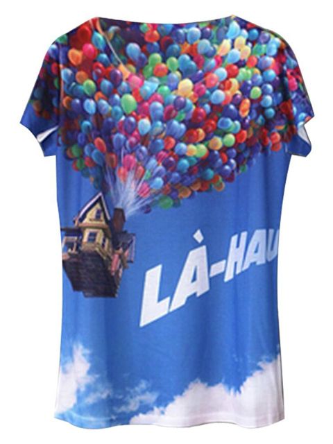 Dammodell Sexig kortärmad lös avslappnad djur / blommigt tryck T-SHIRT Toppar blus