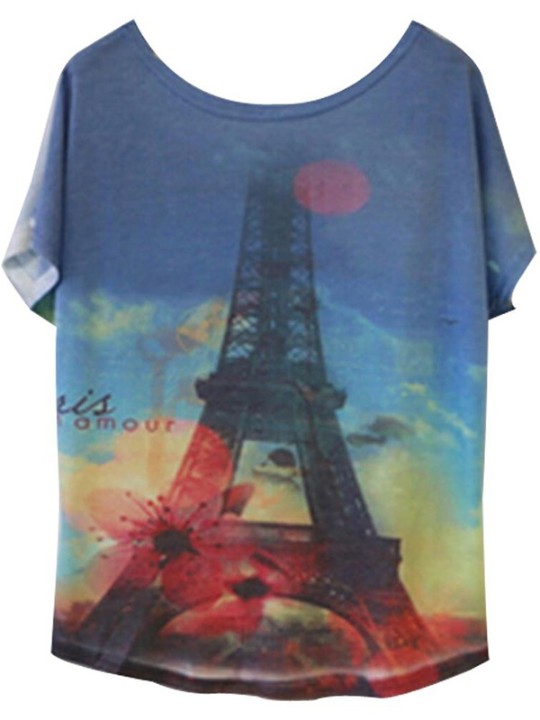 Sexy Short Sleeve Loose Casual Animal/ Floral Print T-Shirt Tops Blouse