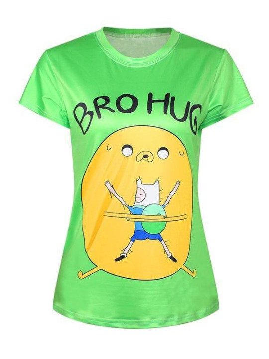 3D Bro Bro kvenna stafræn prentun stuttermabolur Crewneck bolur bolur (grænn)