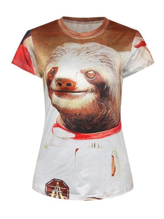 3D-astronaut för kvinnor, digital tryckning, kort ärm T-shirt med crewneck, t-shirt (gul)