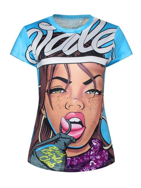 2015 NÝTT Gothic Punk kvenna stúlkubörn Persónuleg prenta stuttar ermabolir Tee Shirts_TQ