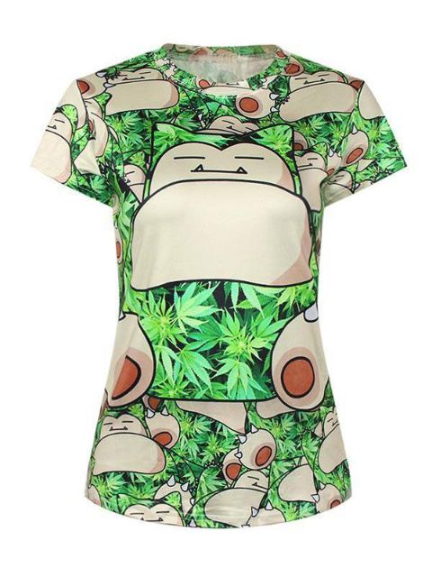 Damen 3D-Affen Digitaldruck Kurzarm Crewneck T-Shirt Shirts Tee (grün)