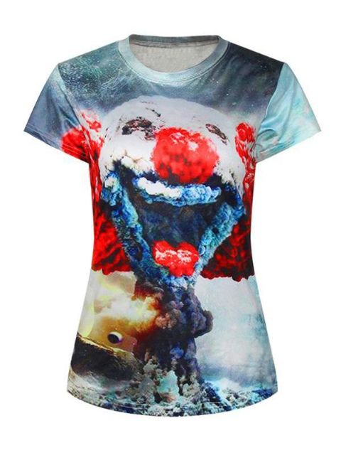 Kvinders 3D-hund Digital print kortærmet crewneck T-shirt Shirts T-shirt (hvid)