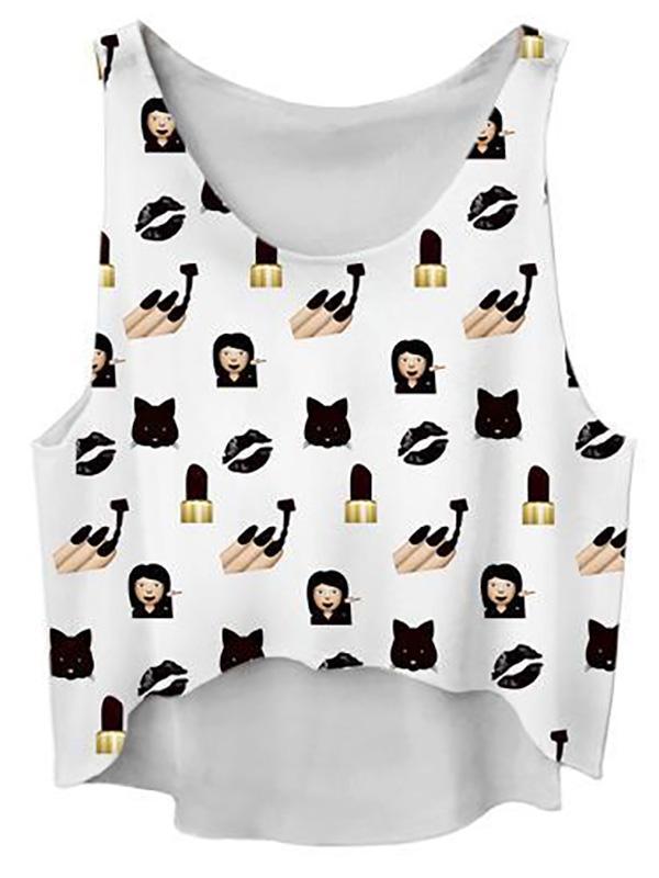 Femmes Steampunk Été Sans Manches Lâche Crop Tops Digital Imprimé Gilet Crop Tops