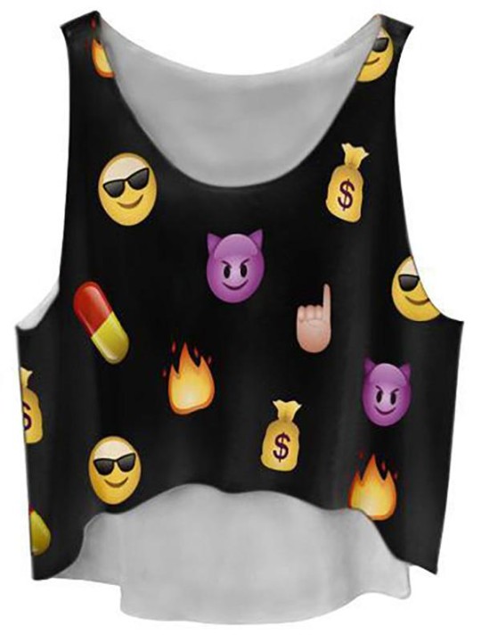 Femmes été sans manches en vrac chemises débardeurs Emoji visage gilet imprimé numérique