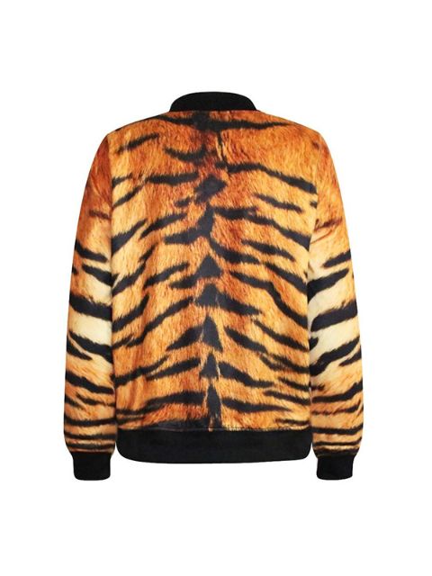 Mode Digital Print tiger dragkedja framjacka långärmad damrock Streat Wear