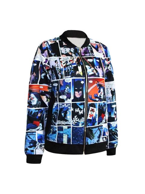 Mode Digital Print Tötung Witz Reißverschluss vorne Jacke Langarm Lady Coat Streat Wear