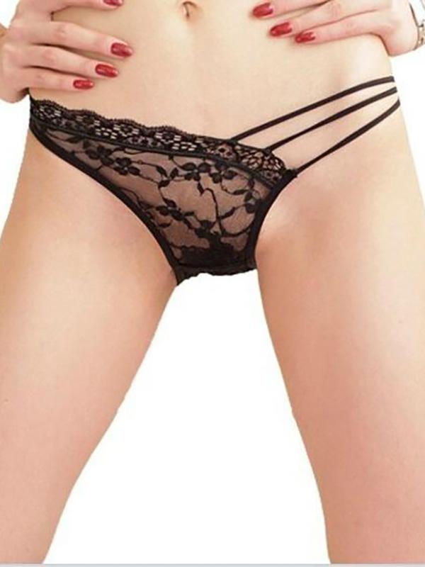 Kvinnors sexiga spetsar genom trosor Underbyxor Underkläder blommönster _TQ