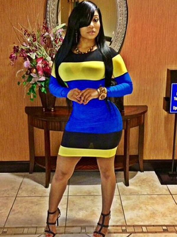 Hot Fashion Light Farbe Sexy Sli Bodycon Langarm Kleid Nachtclub