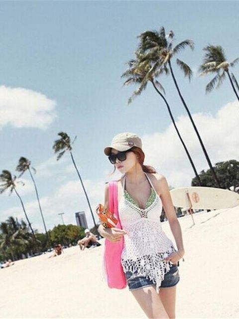 Konur 100% handsmíðaðir V-háls Sólband Bikini Cover Ups Bikini peysa