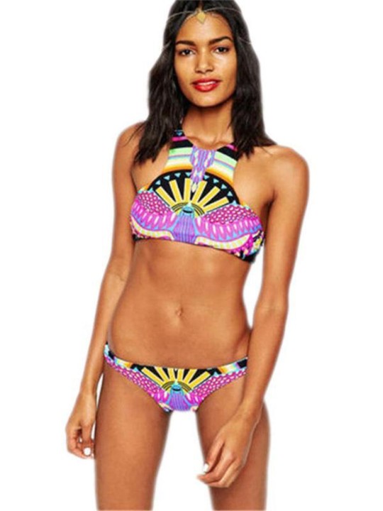 2 kpl naisten seksikkäitä digitaalisia painatettuja uimapuku bikinisetti seksikkäitä uimapuku Underwire-rantavaatteita