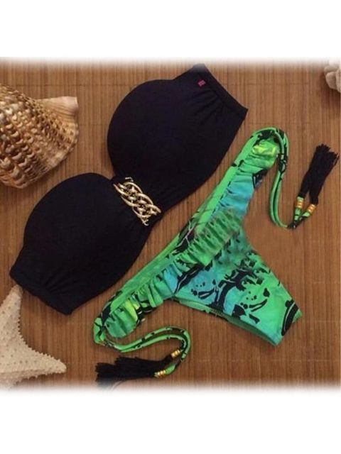 2 PCS Strapless das Mulheres Sexy Swimwear Set Bikini Push Up Swimsuit Triangle Roupa Interior Beachwear