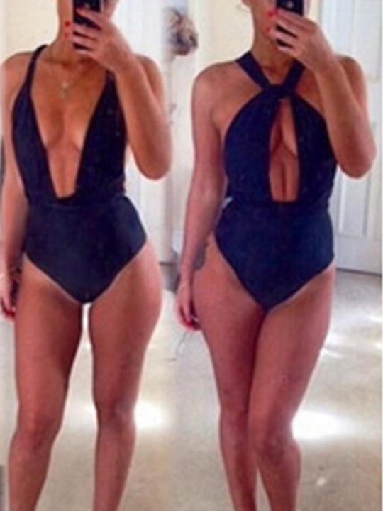 1 PCSWomen Sexy Deep V Swimwear Monokini Set Push Up Maiô Triângulo Roupa Interior Beachwear