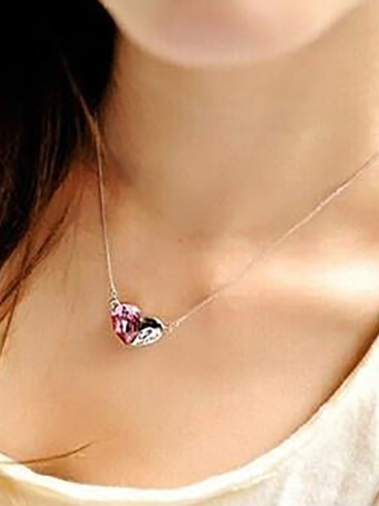 Mode féminine coréenne multicolore Style bijoux cristal collier chaîne cadeau pour elle