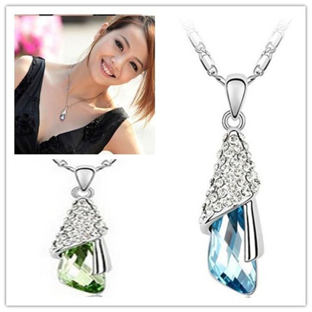 Dammodesmycken oregelbunden tårkristall kristall strass hänge halsband kedja gåva