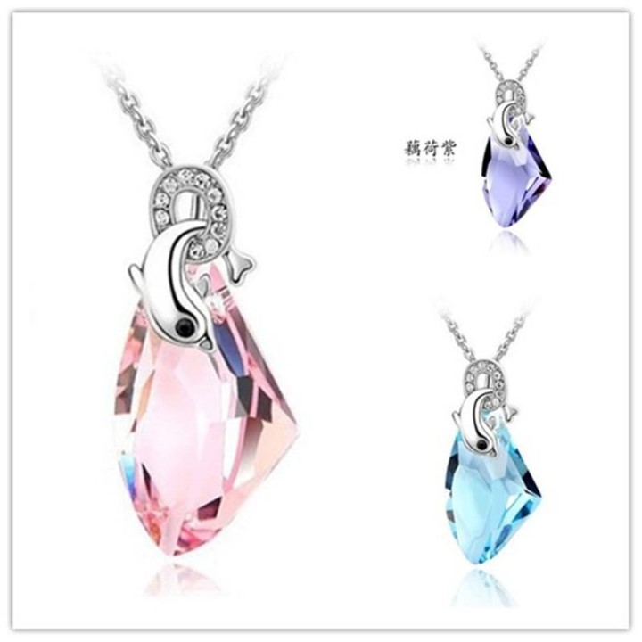 Mulheres Moda Jóias Diamante De Cristal De Strass Pingente De Colar De Corrente De Presente