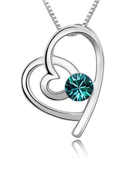 Kvinder mode smykker hjerteform krystal rhinsten vedhæng halskæde kæde gave