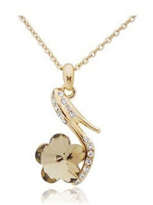 Damsmycken Flower Swan Crystal Rhinestone Pendant Necklace Chain Gift