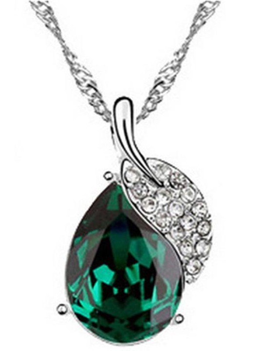 Naisten lehti korut kristalli tekojalokivi riipus kaulakoru ketjun lahja