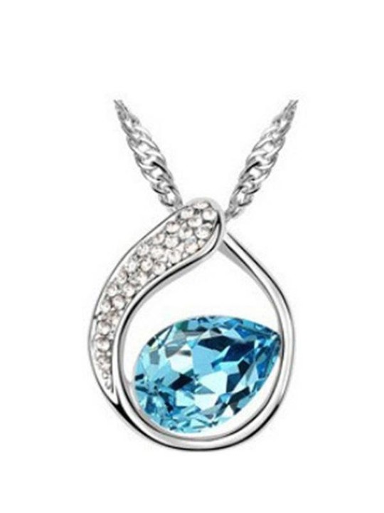 Skartgripir fyrir konur, táradropa, kristal, strass, hálsmen, hálsmen, keðjugjöf (blár)