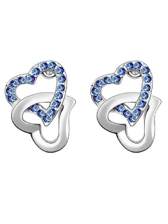 Bijoux de mode pour femmes Boucles d&#39;oreilles à double cœur ouvert avec cristal importé pour anniversaires / Noël / mariage