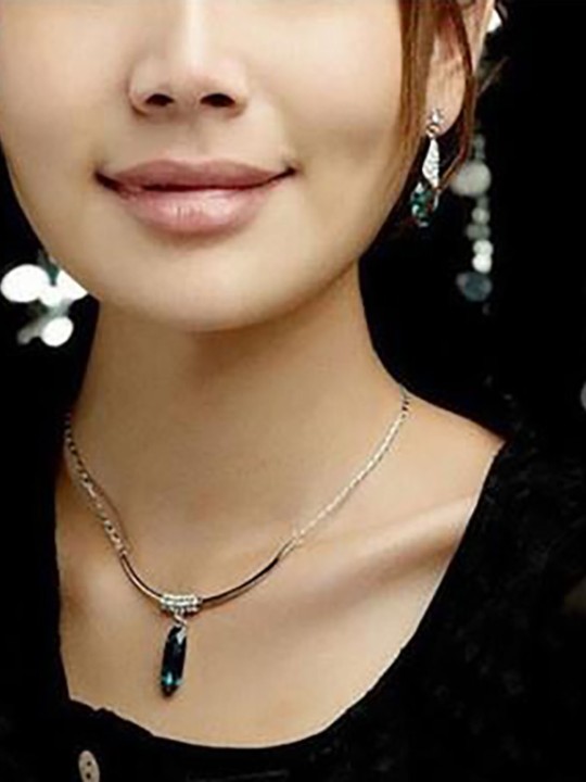 Conjunto de joyas Conjunto de cristal de circonio Moda Cuadrado de la boda Bijoux Set Piedras Collar Pendientes Anillos