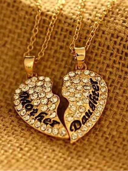 Eloi Jewelry Mother and Daughter Necklace Best Friend Pendant Necklace Gift (Size 1.5" * 1.5"; Color White)