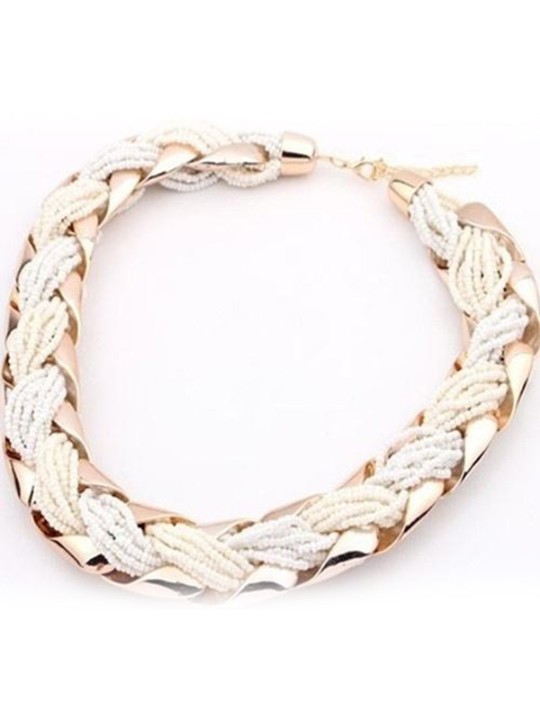 Fashion White Joker Bohemian Amorous Feelings Bead Necklace Short for Spring