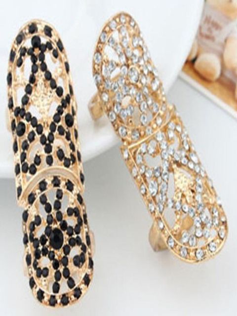 2015 HOTTEST! big pop punk Exaggerated hollow metal gold Plated Rhinestone Crystal flower Rings for women _packii